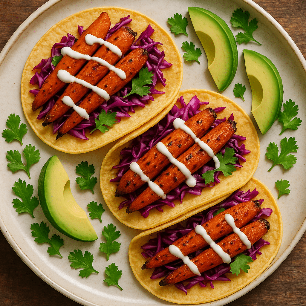 Maple-glazed carrot tacos with cabbage slaw and lime crema from hello fresh carrot recipes