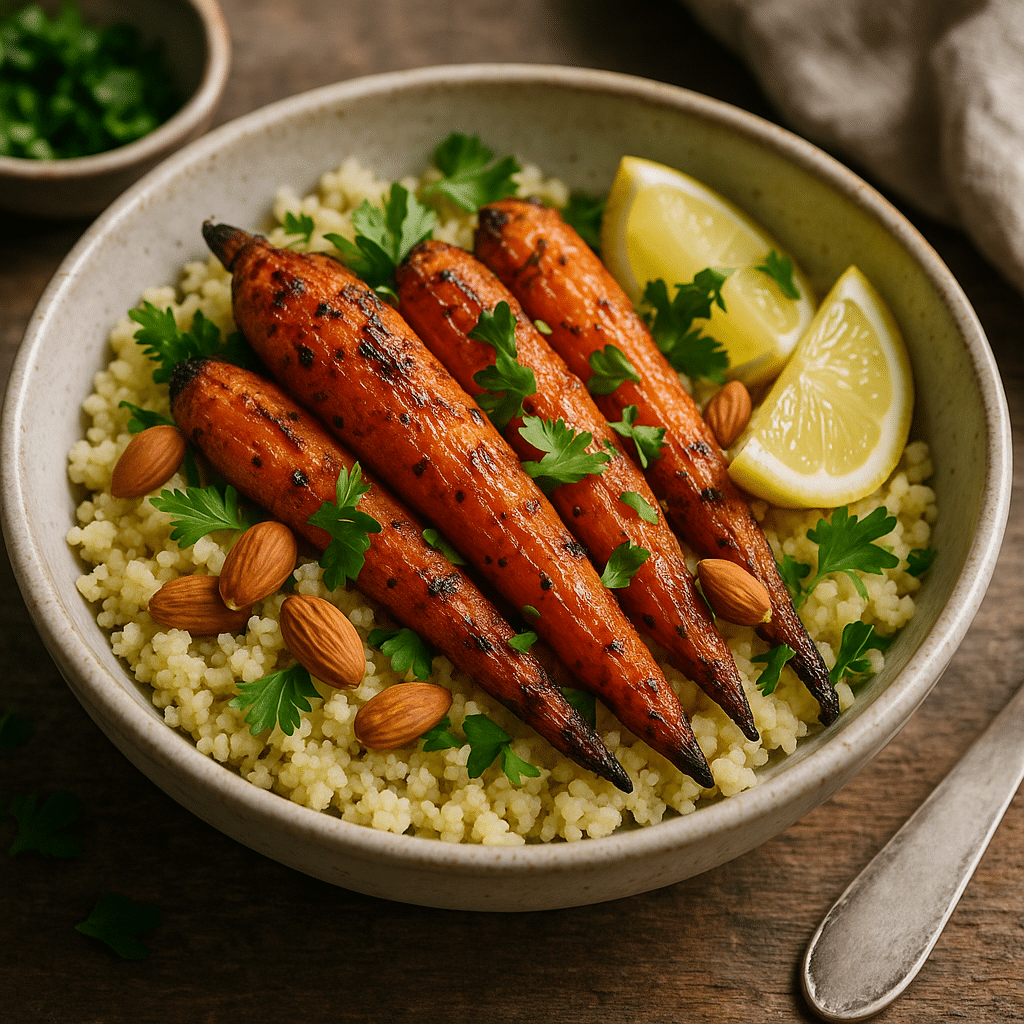 Roasted carrot couscous bowl with lemon and herbs from hello fresh carrot recipe