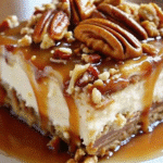 no-bake caramel pecan cream pie with rich cream layers and pecans