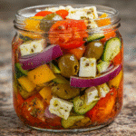 Zesty Mediterranean pickled veggies with feta and oregano