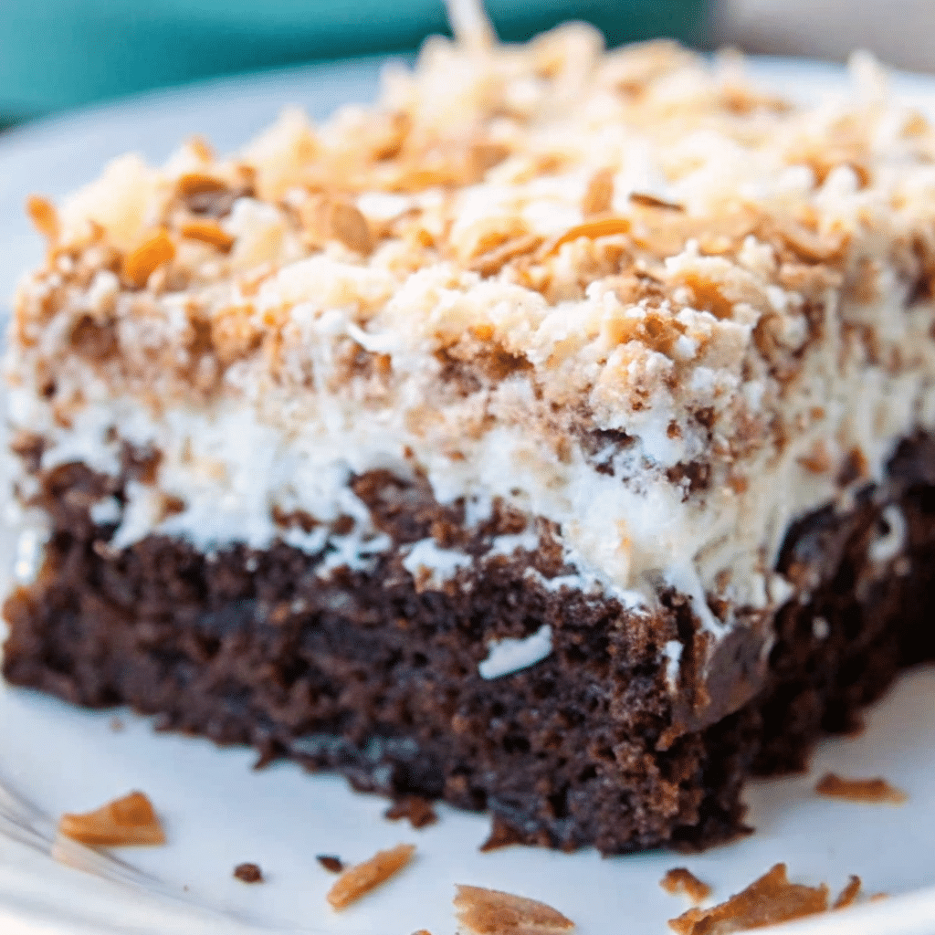 Chocolate Coconut Poke Cake